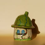 whimsical handmade ceramic incense holder with chimney for incense cone smoke