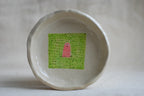 handmade ceramic trinket dish with worm illustration