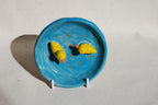 duckie pond ceramic dish top view, cute hand-painted pottery Netherlands
