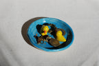whimsical ceramic trinket dish with yellow ducks on blue pond, pipa pots