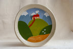 handmade ceramic plate with countryside landscape made by pipa pots