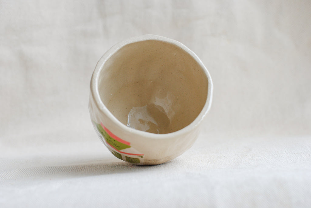 hand-painted whimsical ceramic matcha cup, pipa pots small batch stoneware
