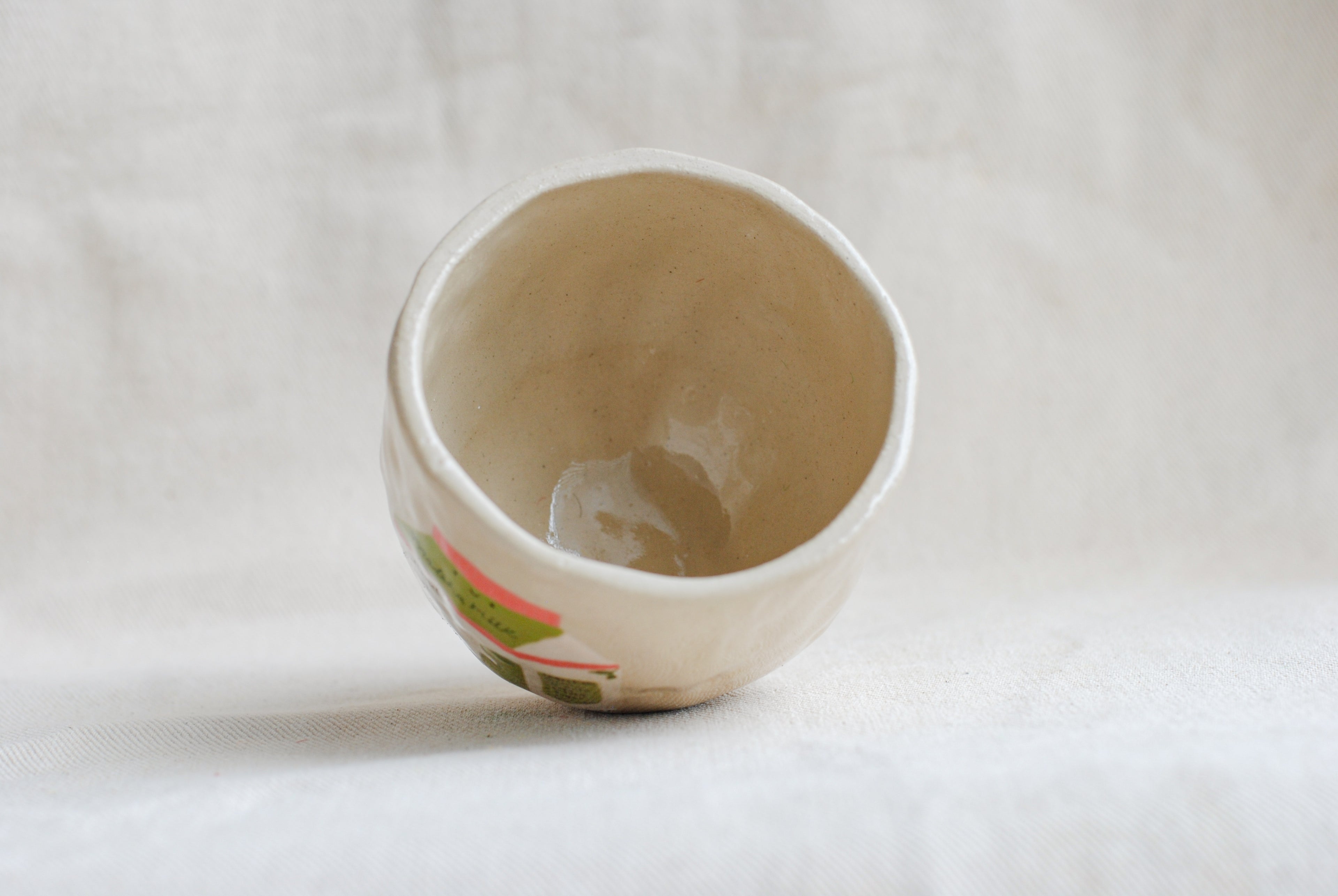 hand-painted whimsical ceramic matcha cup, pipa pots small batch stoneware