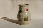 handmade whimsical ceramic frog vase, stoneware with sculpted frogs netherlands