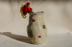 handmade whimsical ceramic frog vase, stoneware with sculpted frogs netherlands
