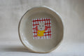 handmade ceramic trinket dish with hand-painted sleeping bunny, whimsical stoneware Netherlands